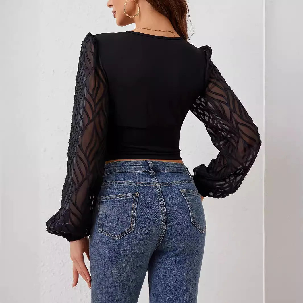 Elegantes Damen Langarmshirt mit Applikationen